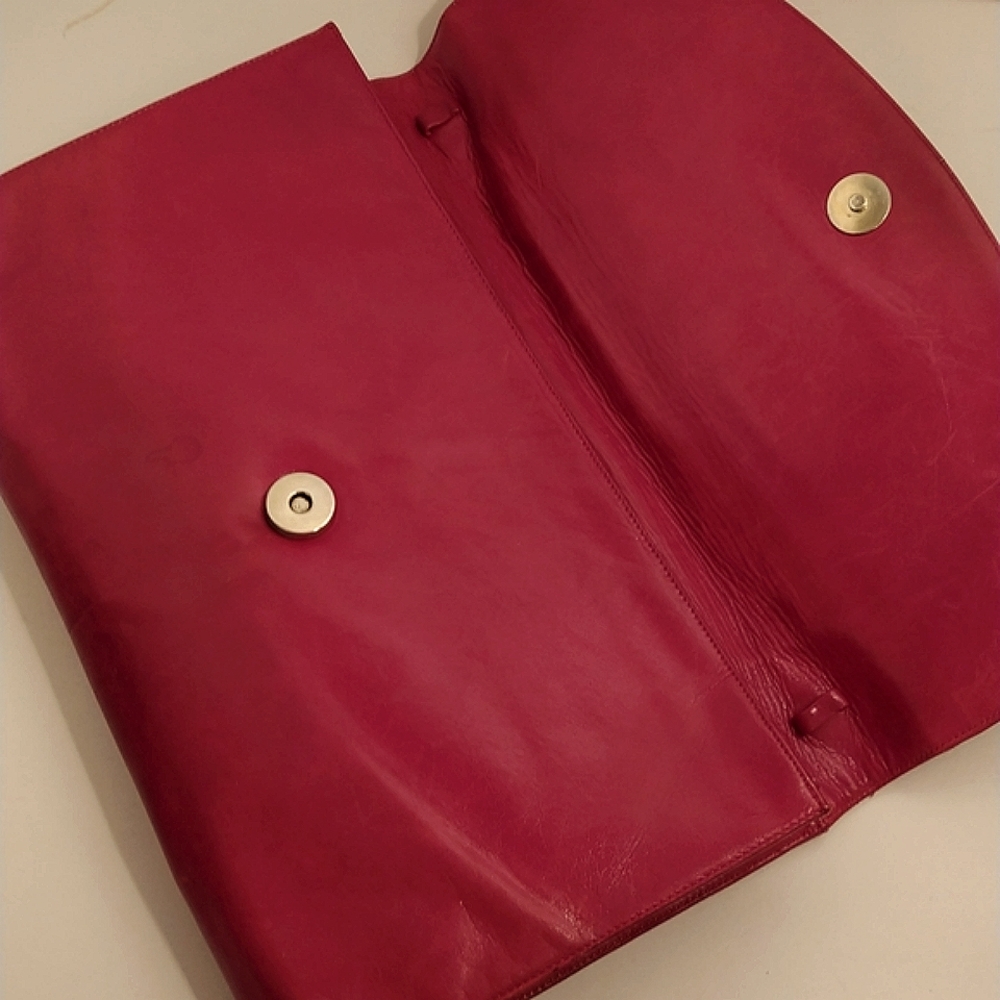 " VINTAGE" red leather clutch - Picture 5 of 9